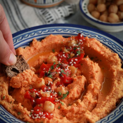 Roasted red bell peppers hummus recipe